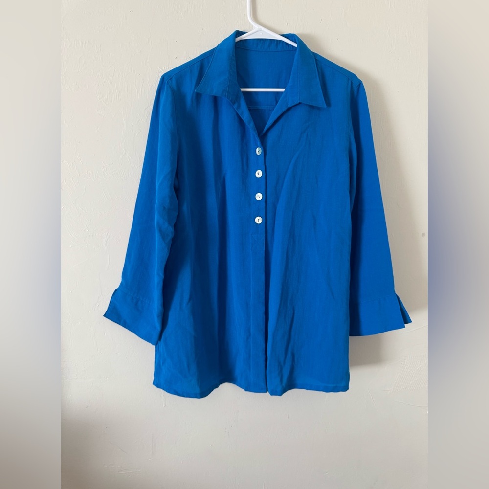 Blue Button-Up Women's Top